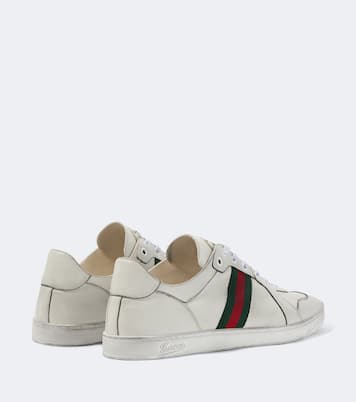 Sneakers Stretch Web Stripe aus Leder | Gucci