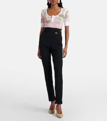 Printed cotton-blend Henley shirt | Chloé