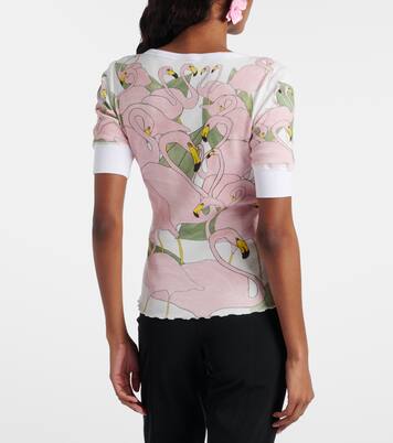 Printed cotton-blend Henley shirt | Chloé