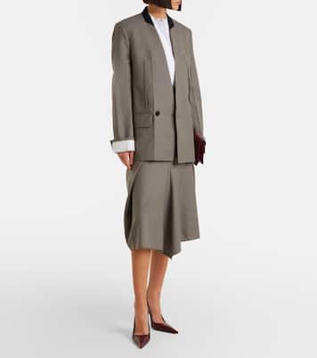 Asymmetric virgin wool midi skirt | Victoria Beckham