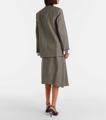 Asymmetric virgin wool midi skirt | Victoria Beckham