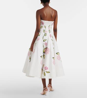 Floral cotton-blend poplin bustier gown | Oscar de la Renta