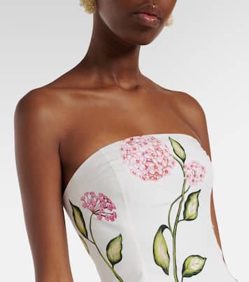 Floral cotton-blend poplin bustier gown | Oscar de la Renta