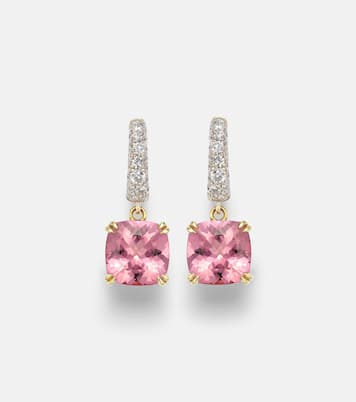 Cobblestone Micro 18kt gold hoop earrings with morganites and diamonds | Octavia Elizabeth