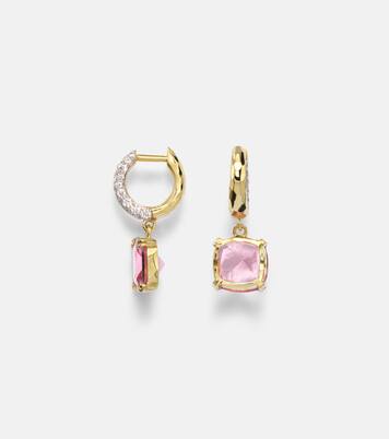 Cobblestone Micro 18kt gold hoop earrings with morganites and diamonds | Octavia Elizabeth