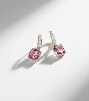Cobblestone Micro 18kt gold hoop earrings with morganites and diamonds | Octavia Elizabeth