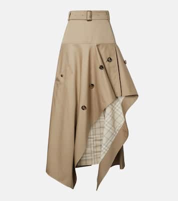 Heather asymmetric cotton midi skirt | Burberry