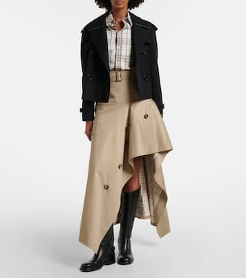 Heather asymmetric cotton midi skirt | Burberry