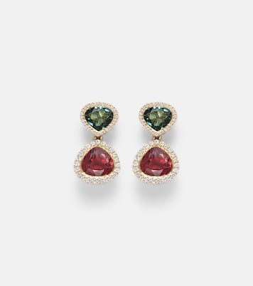 Boucles d’oreilles Two Drop Kaleidoscope en or 18 ct, tourmalines et diamants | Octavia Elizabeth