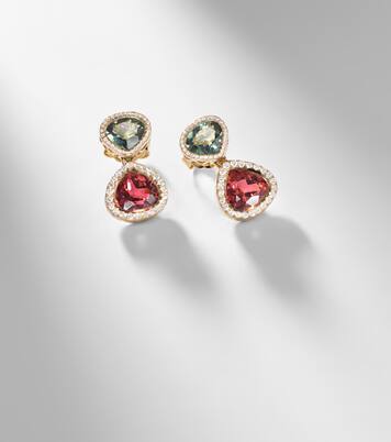 Boucles d’oreilles Two Drop Kaleidoscope en or 18 ct, tourmalines et diamants | Octavia Elizabeth