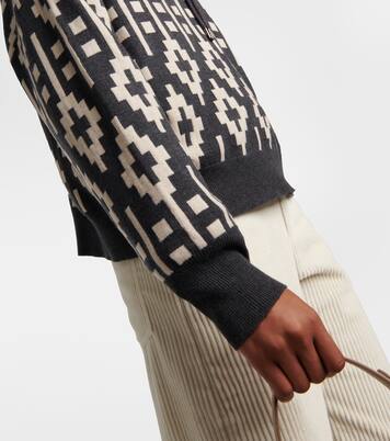 Pull Vintage Jacquard en laine, cachemire et soie | Brunello Cucinelli