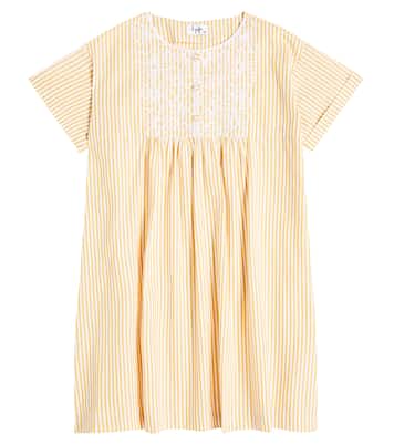 Robe rayée et brodée en coton | Il Gufo