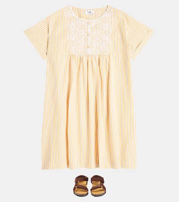 Robe rayée et brodée en coton | Il Gufo