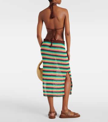 Striped crochet cotton midi skirt | Anna Kosturova