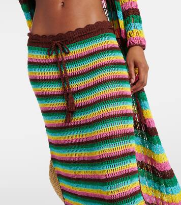 Striped crochet cotton midi skirt | Anna Kosturova