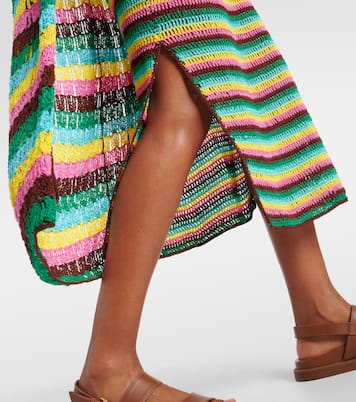 Striped crochet cotton midi skirt | Anna Kosturova