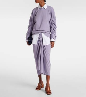 Ruched cotton jersey sweatshirt | Dries Van Noten