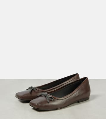 Monili bow-detail leather ballet flats | Brunello Cucinelli