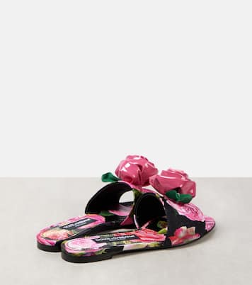 Floral-appliqué brocade slides | Dolce&Gabbana
