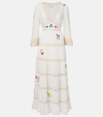 Robe longue Regine brodée en coton | Rixo
