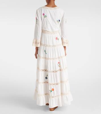 Robe longue Regine brodée en coton | Rixo