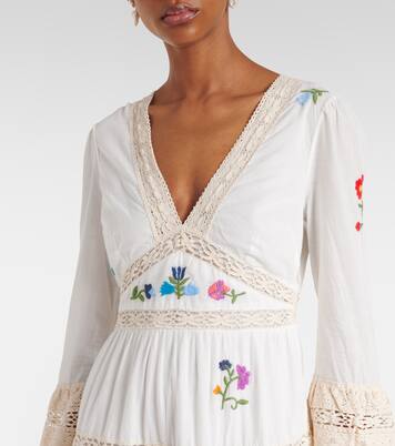 Robe longue Regine brodée en coton | Rixo