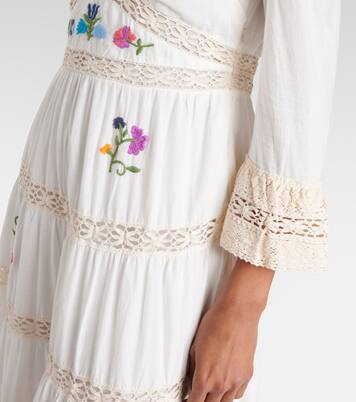 Robe longue Regine brodée en coton | Rixo