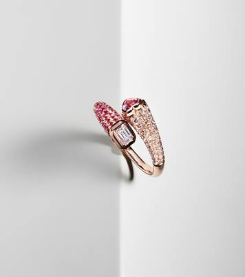 Bague Mixed Bypass en or rose 18 ct, diamants et saphirs | Shay Jewelry