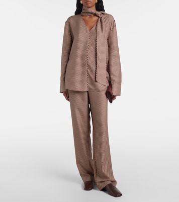 Printed high-rise silk straight pants | Joseph