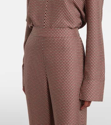 Printed high-rise silk straight pants | Joseph