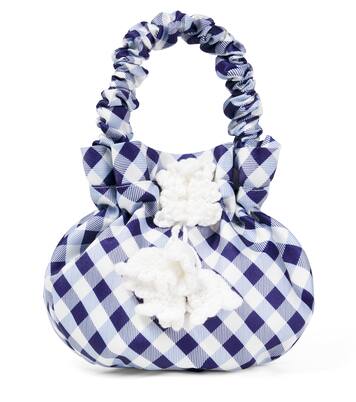 Floral-appliqué gingham taffeta bag | Self-Portrait Kids