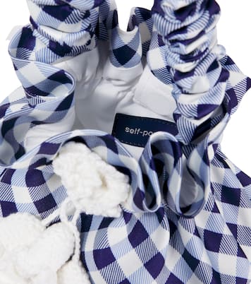 Floral-appliqué gingham taffeta bag | Self-Portrait Kids