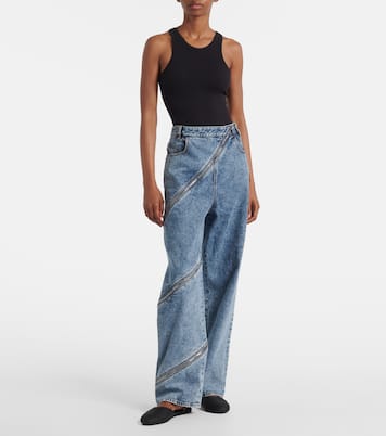 Leather-trimmed slingback flats | Alaïa