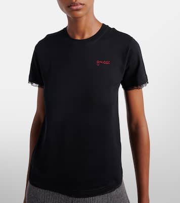 Embroidered lace-trimmed cotton jersey T-shirt | Gucci
