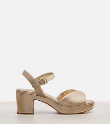 Metallic leather platform sandals | Prada