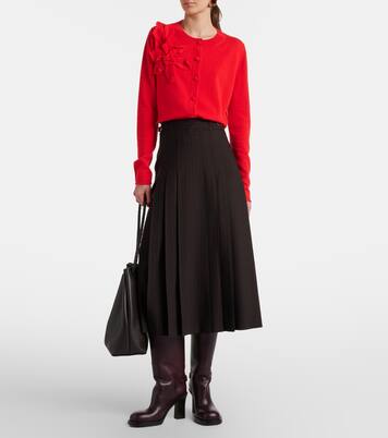 Floral-appliqué cashmere and wool cardigan | Jardin des Orangers