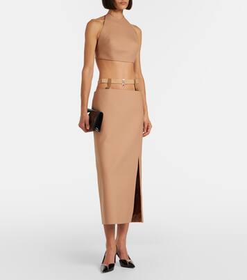 تنورة ستايل بنسل من الصوف المخلوط بأجزاء مقتصة | Mugler