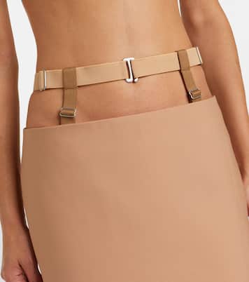 تنورة ستايل بنسل من الصوف المخلوط بأجزاء مقتصة | Mugler