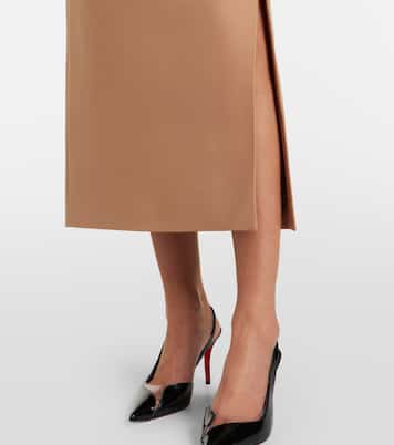 تنورة ستايل بنسل من الصوف المخلوط بأجزاء مقتصة | Mugler