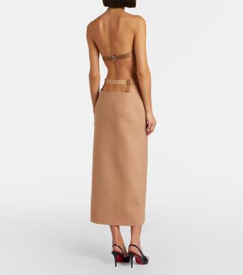 تنورة ستايل بنسل من الصوف المخلوط بأجزاء مقتصة | Mugler