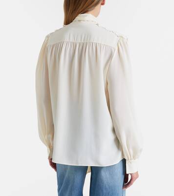 Lace-trimmed silk crêpe de chine blouse  | Chloé