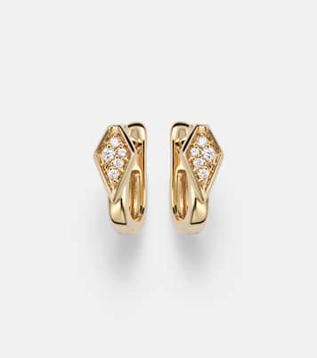 Knife Edge Kite 14kt gold huggie earrings with diamonds | Stone and Strand