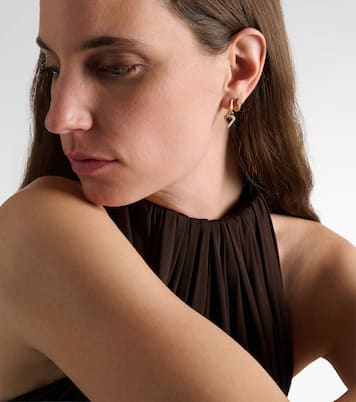 Knife Edge Kite 14kt gold huggie earrings with diamonds | Stone and Strand