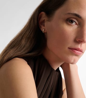 Knife Edge Kite 14kt gold huggie earrings with diamonds | Stone and Strand