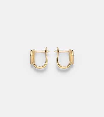 Knife Edge Kite 14kt gold huggie earrings with diamonds | Stone and Strand