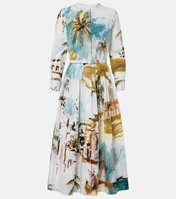 Robe de cocktail imprimée en coton mélangé | Oscar de la Renta
