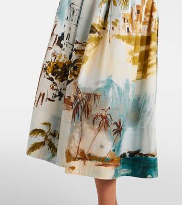 Robe de cocktail imprimée en coton mélangé | Oscar de la Renta