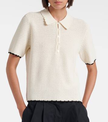 Daybreak crochet scalloped polo shirt | Frame