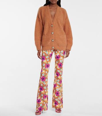 Pantalon évasé à taille haute et fleurs | Alessandra Rich