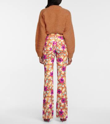 Pantalon évasé à taille haute et fleurs | Alessandra Rich